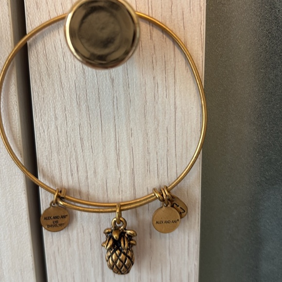 Alex and Ani $ Goldtone Pineapple Charm Bangle - Picture 2 of 4